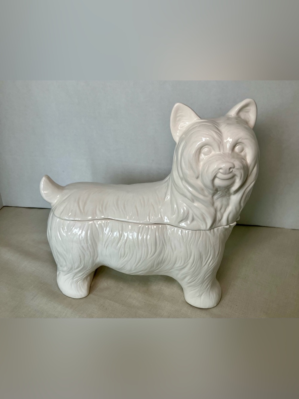 White Ceramic Terrier Dog Cookie Jar 2018 Animal Treat Canister Biscuit Holder